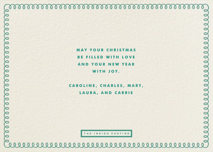 Curly Border - New Year's Card by The Indigo Bunting - Back