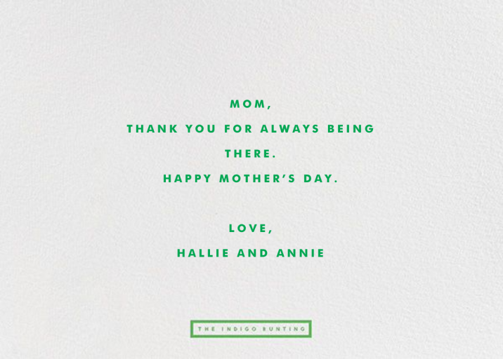 Spring Flowers - Mother's Day Card by The Indigo Bunting - Back