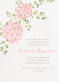 Watercolor Dahlias - Bris/Baby Naming Invitation by Paperless Post