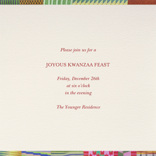 Happy Kwanzaa - Kwanzaa Invitation by Paperless Post - Back