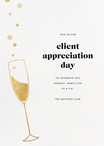 Champagne Flute - Appreciation Event Invitation by Paperless Post