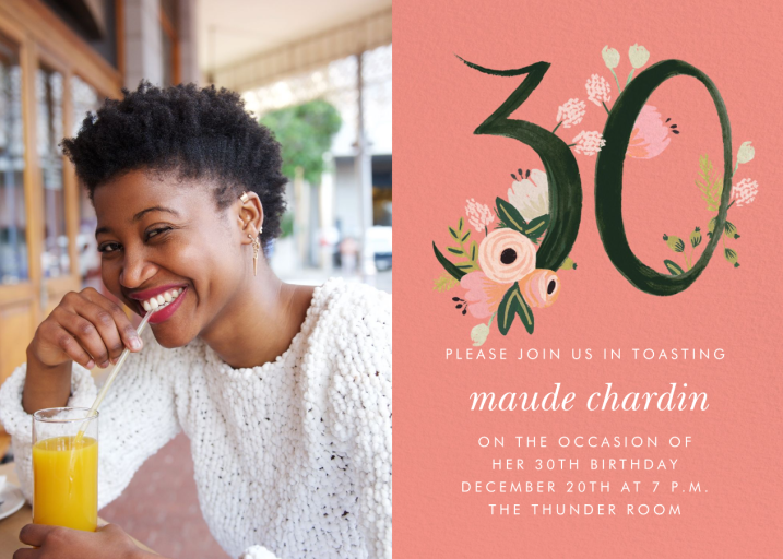 Botanic Numerals Photo - 30th Birthday Invitation by Rifle Paper Co.