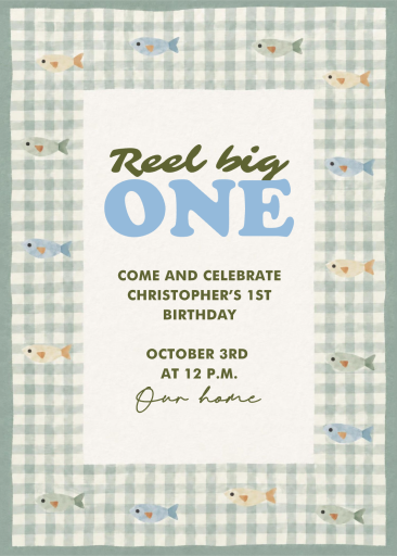 Freshwater Gingham - First Birthday Invitation by Paperless Post