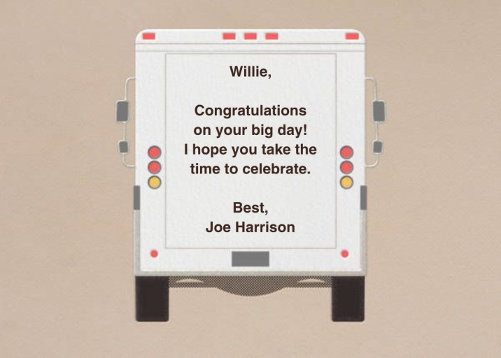Delivery Truck - Congratulations Card by Paperless Post - Back