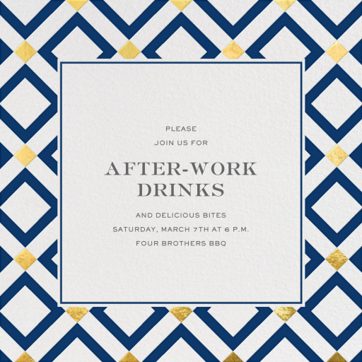 Gold Diamond Tile - Happy Hour Invitation by Jonathan Adler