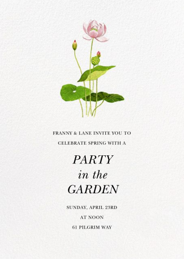 Lotus Blossoming - Tea Party Invitation by Felix Doolittle