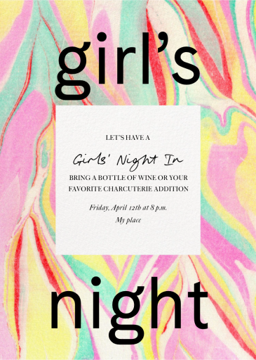 Marble Border - Girls' Night Invitation by Paperless Post