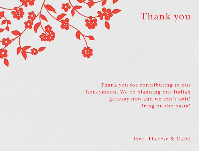 Floral Trellis I (Stationery) - Wedding Thank You Card by Oscar de la Renta