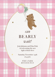 Gingham Bear & Balloons Invitation