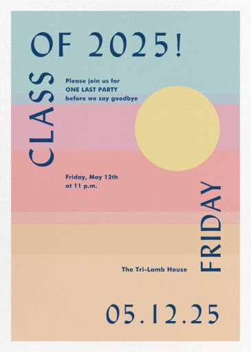 Sunset Stripes - Graduation Party Invitation by Gold Rush Paper