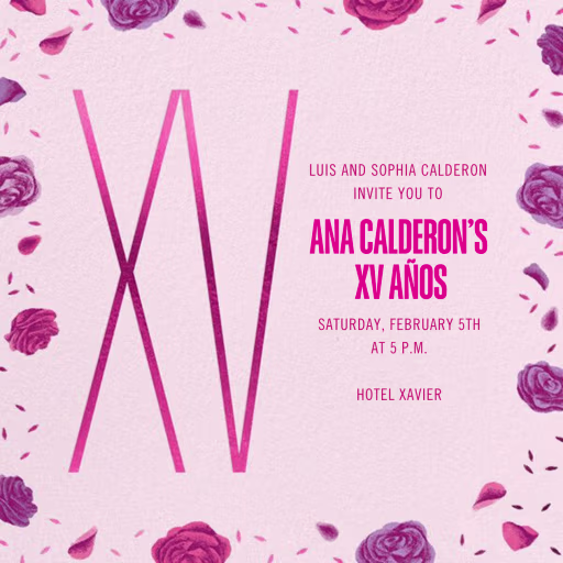 Raining Roses - Quinceañera Invitation by Paperless Post