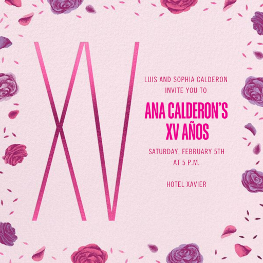 Raining Roses - Quinceañera Invitation by Paperless Post