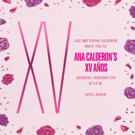 Raining Roses - Quinceañera Invitation by Paperless Post