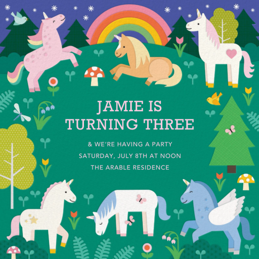 Unicorn Frame - Birthday Invitation by Petit Collage