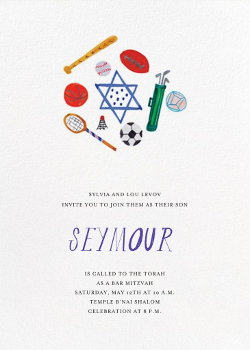 Sports Mitzvah - Bar & Bat Mitzvah Invitation by Mr. Boddington's Studio