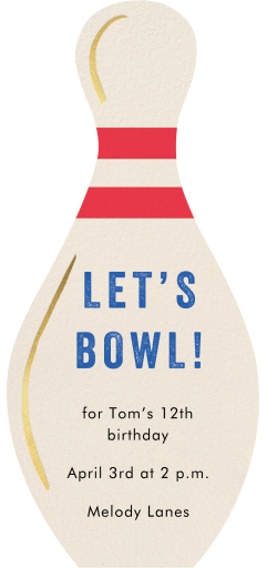 Bowling Pin Cutout - Birthday Invitation by Meri Meri
