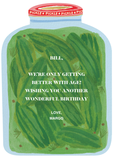 Pickle Jar (Danielle Kroll) - Funny Birthday Card by Red Cap Cards - Back