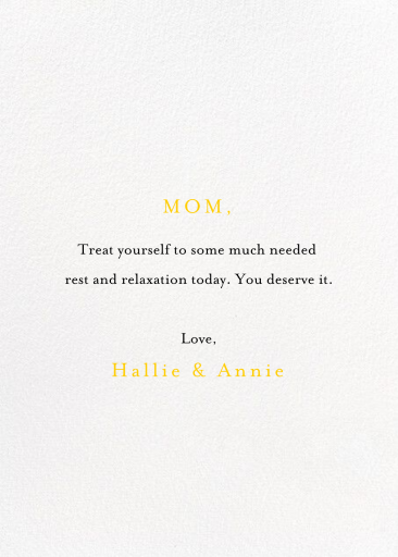 Sun Umbrella Mother's Day Card - Back