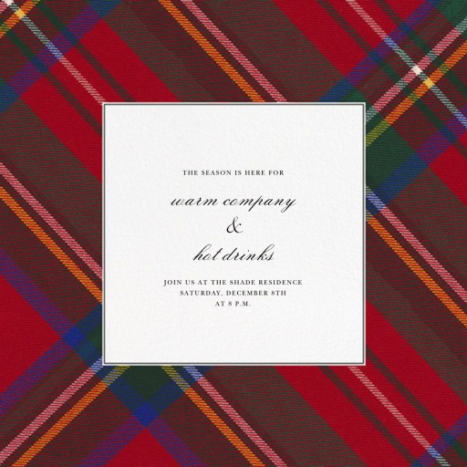 Tartan Plaid Border (Square) - Christmas Party Invitation by Oscar de la Renta