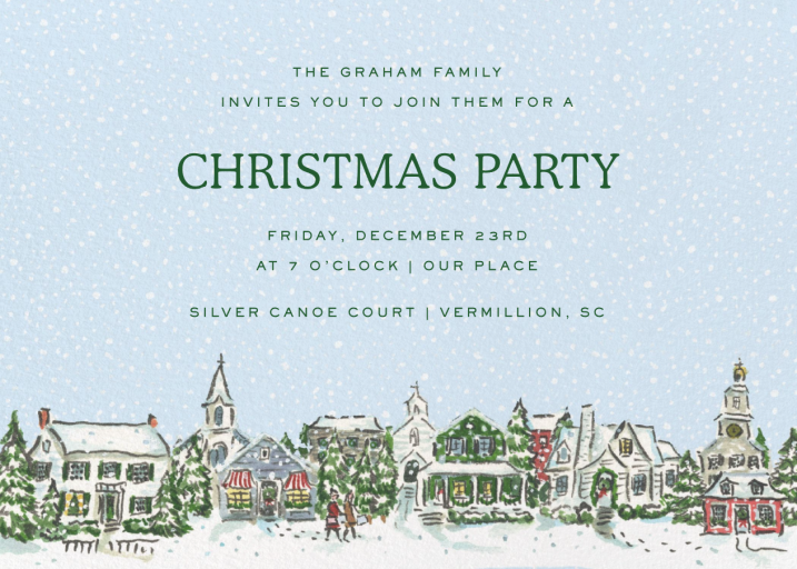 Snowy Village (Paige Spearin) - Christmas Party Invitation by Dogwood Hill