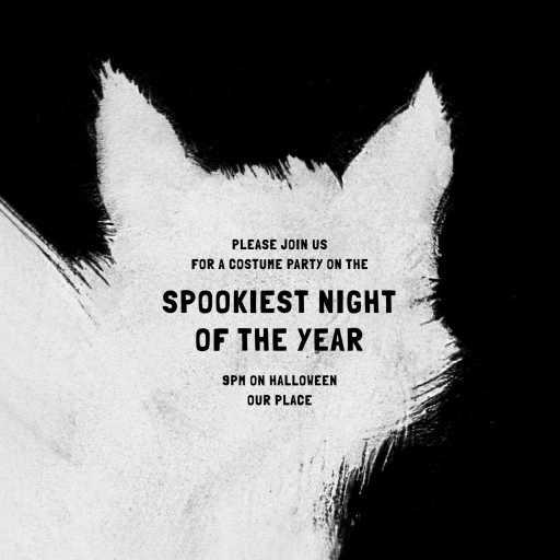 Black Cat Whiskers Halloween Invitation