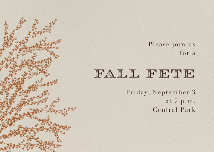 Forsythia Branch (Horizontal) - Fall Party Invitation by Paperless Post