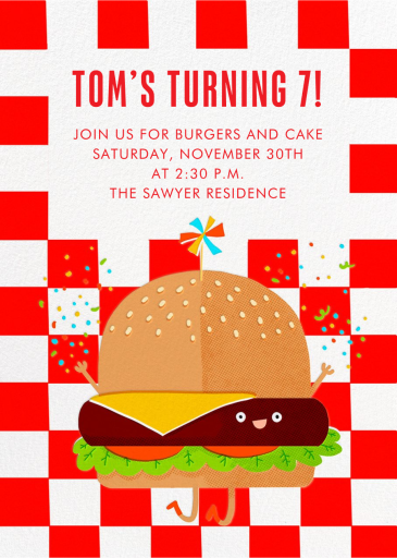 Happy Hamburger - Invitation by Hello!Lucky