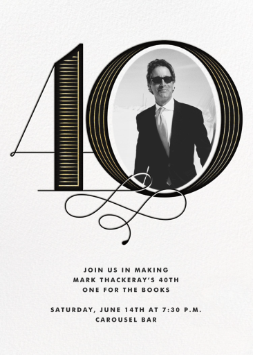 Pinstripe Numerals - 40th Birthday Invitation by Paperless Post