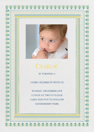Pondi Cherry Nursery - First Birthday Invitation by Mr. Boddington's Studio