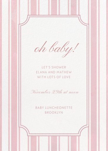 Pink Striped Baby Invitation