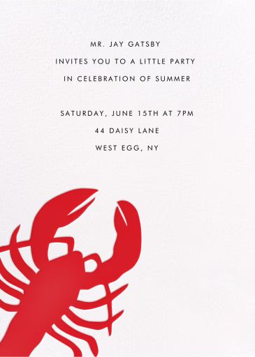 Large Lobster - Beach Party Invitation by Linda and Harriett