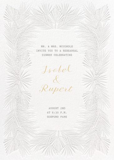 Embossed Palms - Rehearsal Dinner Invitation by Paperless Post