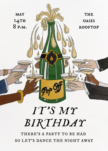 Pop The Bubbly NYE Invitation