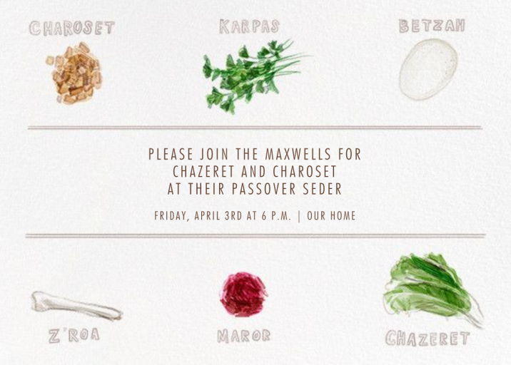Seder Plate - Passover Invitation by Paperless Post