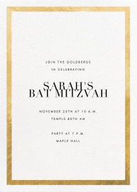 Simple Gold Border - Bar & Bat Mitzvah Invitation by Paperless Post