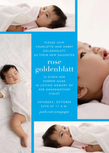 Quad - Bris/Baby Naming Invitation by Paperless Post