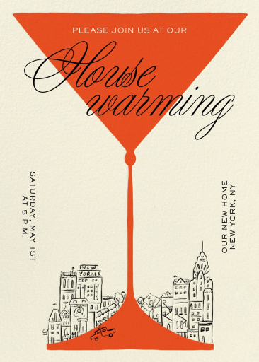 Martini Glass & City View Invitation