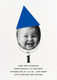 Party Hat (Photo) - First Birthday Invitation by The Indigo Bunting
