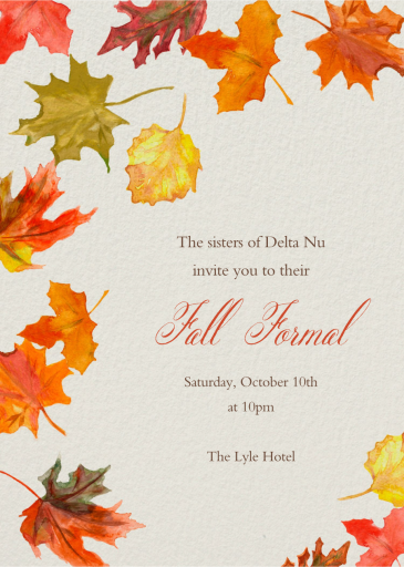 Watercolor Fall Leaves by Paperless Post