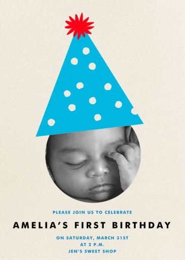 Party Hat - First Birthday Invitation by The Indigo Bunting