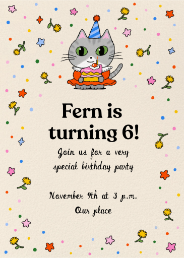 Birthday Cat - Pet Party Invitation by Min Heo