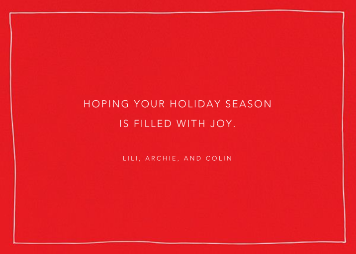 Cursive Holidays - Holiday Card by Linda and Harriett - Back