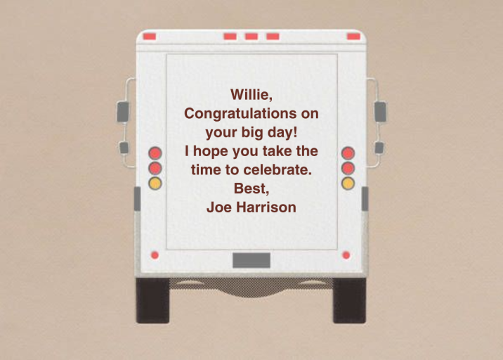 Delivery Truck - Congratulations Card by Paperless Post - Back
