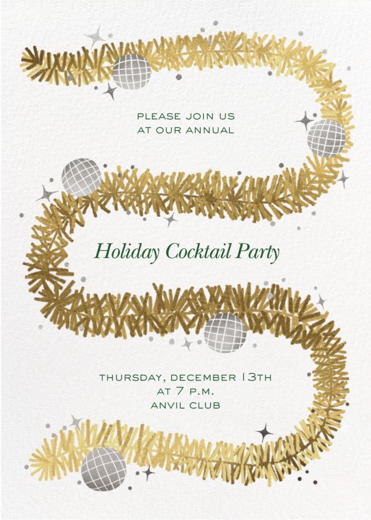 Gold Garland - Corporate Holiday Party Invitation | Send online ...
