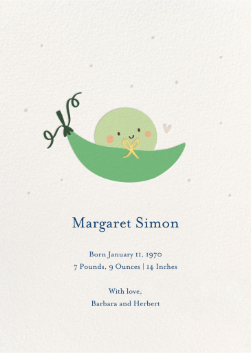 Happy Pea - Birth Announcement by Little Cube