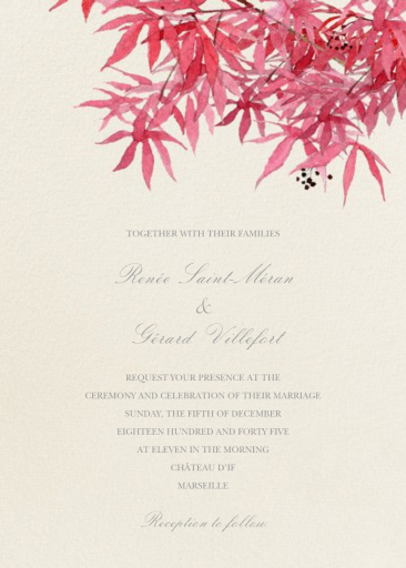 Japanese Maple - Wedding Invitation by Felix Doolittle