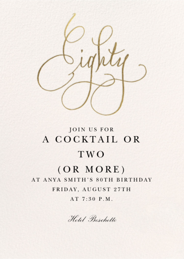 Milestone Manuscript - 80th Birthday Invitation by Stephanie Fishwick