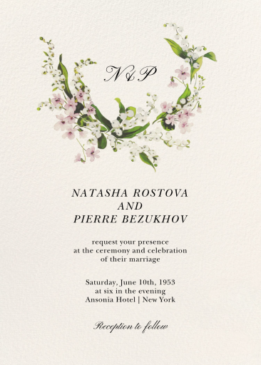 Vintage Petals Initials - Wedding Invitation by  Monique Lhuillier
