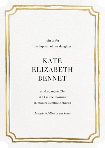 Double Border Indented Corners - Baptism & Christening Invitation by Sugar Paper