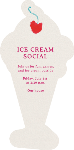 Drawn Ice Cream Sundae Invitation - Back